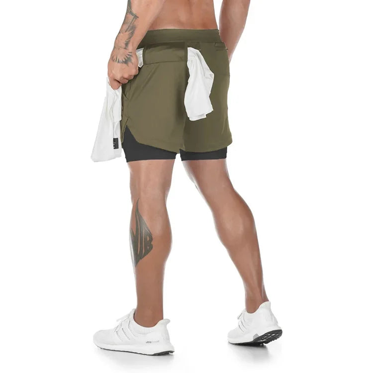 2-in-1 Camo Men's Running Shorts | Quick-Dry Gym Fitness Jogging Training Shorts