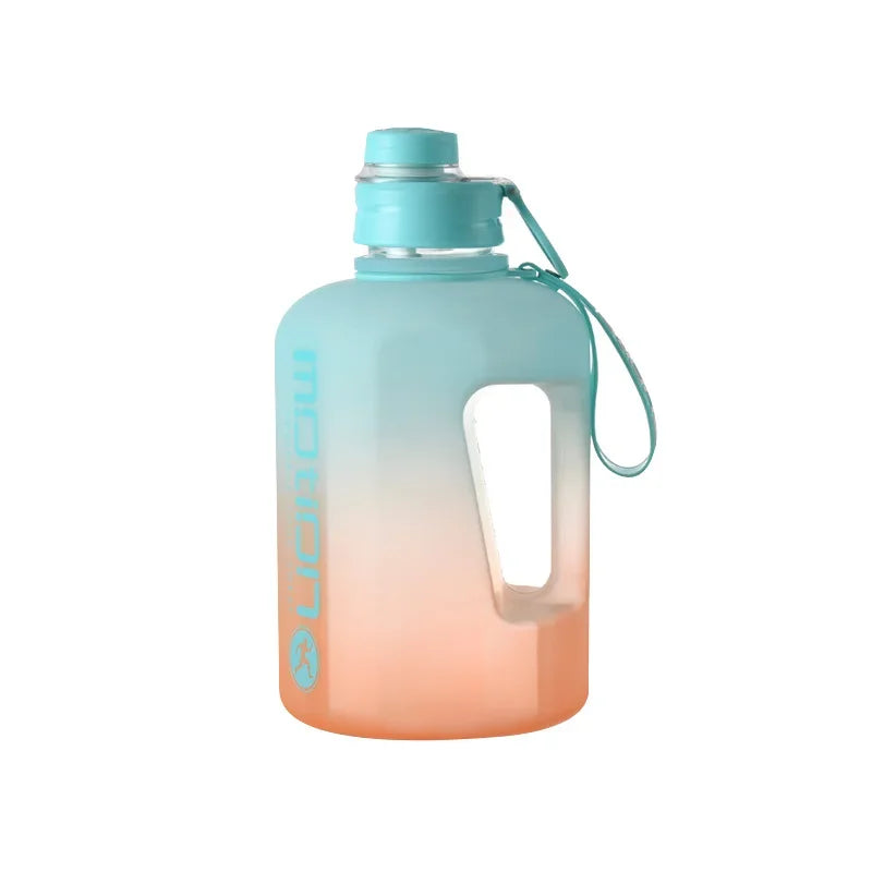 2.2L Large Capacity Gradient Sports Water Bottle with Straw – Portable & Durable Fitness Kettle