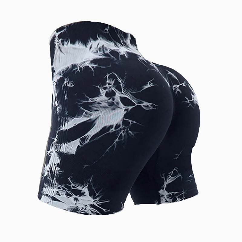 3-Piece Seamless Tie-Dye High-Waisted Workout Shorts for Women | Scrunch Butt Lifting Yoga & Gym Activewear