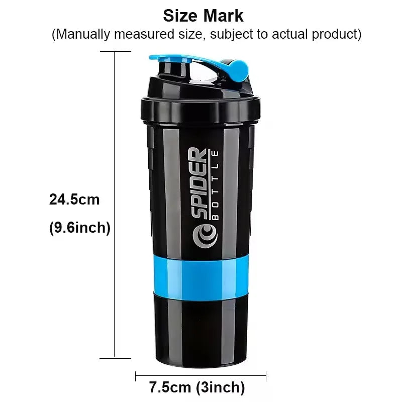 3-Layer Protein Shake Cup – Large Capacity Fitness Sports Bottle with Stirring Feature