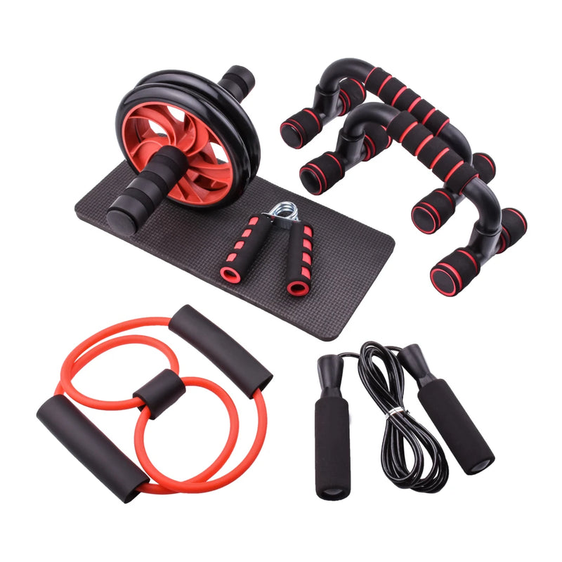 No-Noise Ab Roller & Jump Rope Set with Mat – Double-Wheeled Abdominal Trainer for Arm, Waist, Leg